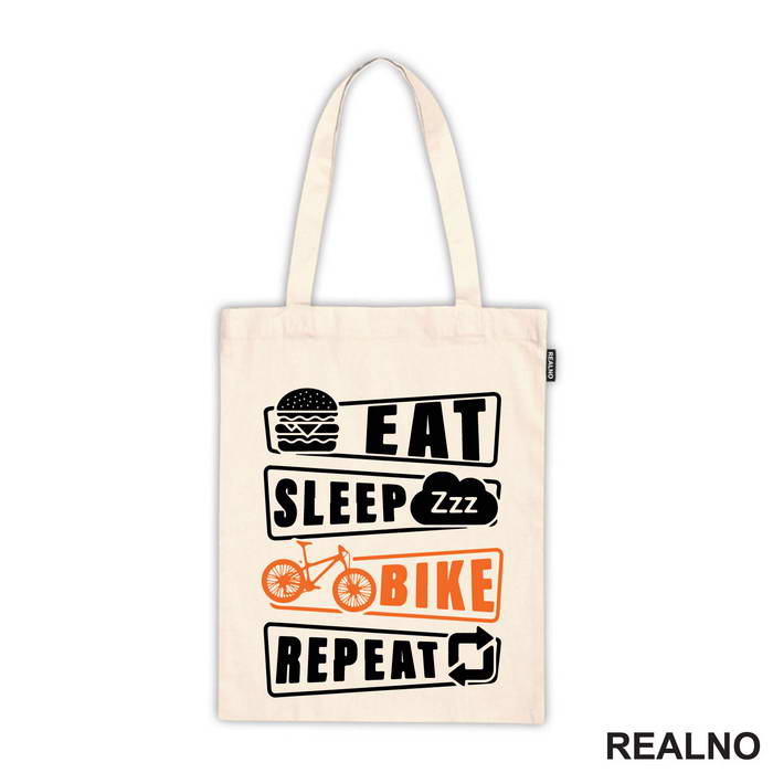 Eat, Sleep, Repeat - Orange - Bickilovi - Bike - Majica