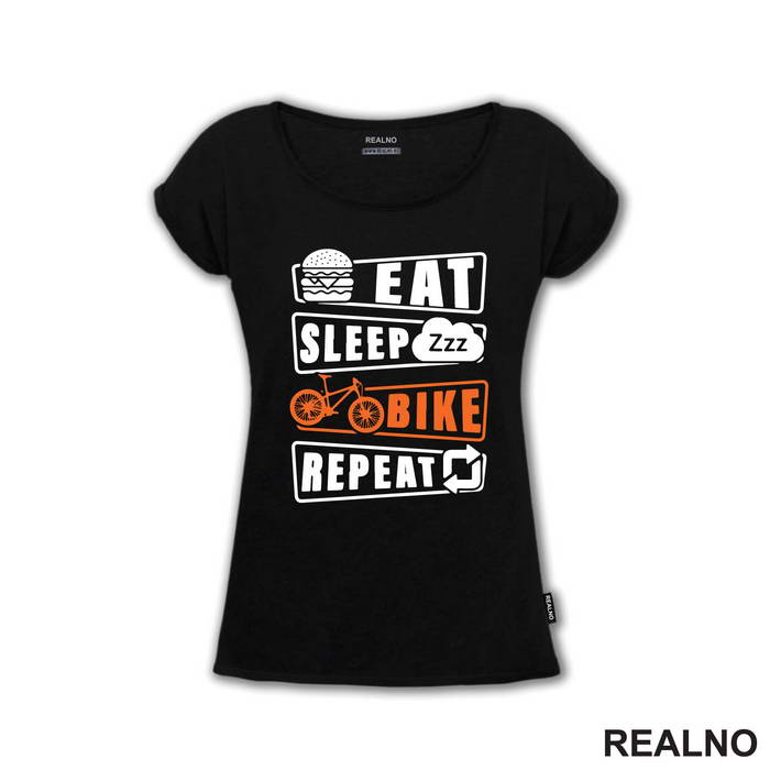Eat, Sleep, Repeat - Orange - Bickilovi - Bike - Majica