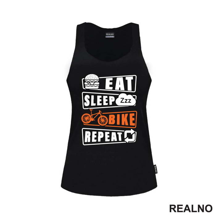Eat, Sleep, Repeat - Orange - Bickilovi - Bike - Majica
