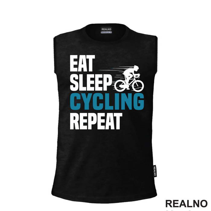 Eat, Sleep, Cycling, Repeat - Blue - Bickilovi - Bike - Majica