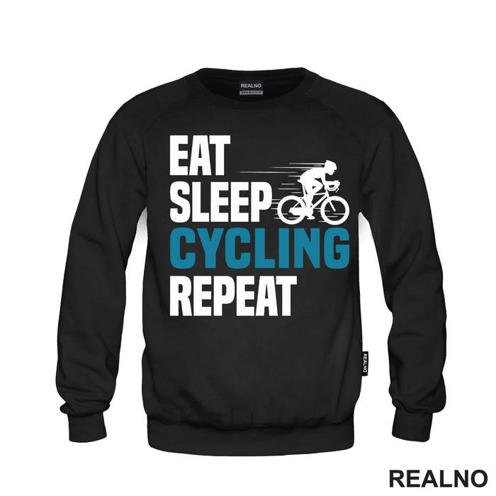 Eat, Sleep, Cycling, Repeat - Blue - Bickilovi - Bike - Majica