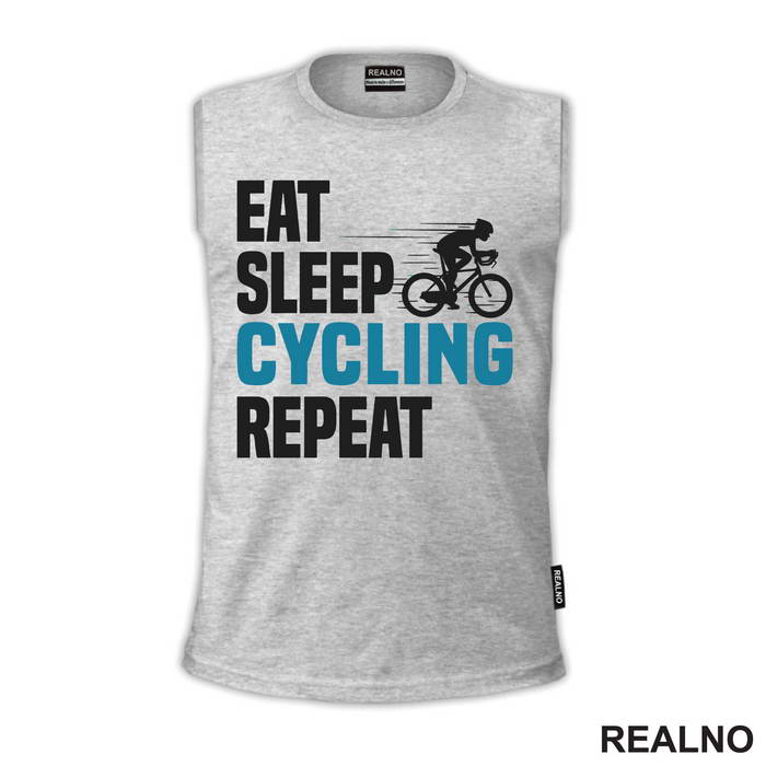 Eat, Sleep, Cycling, Repeat - Blue - Bickilovi - Bike - Majica