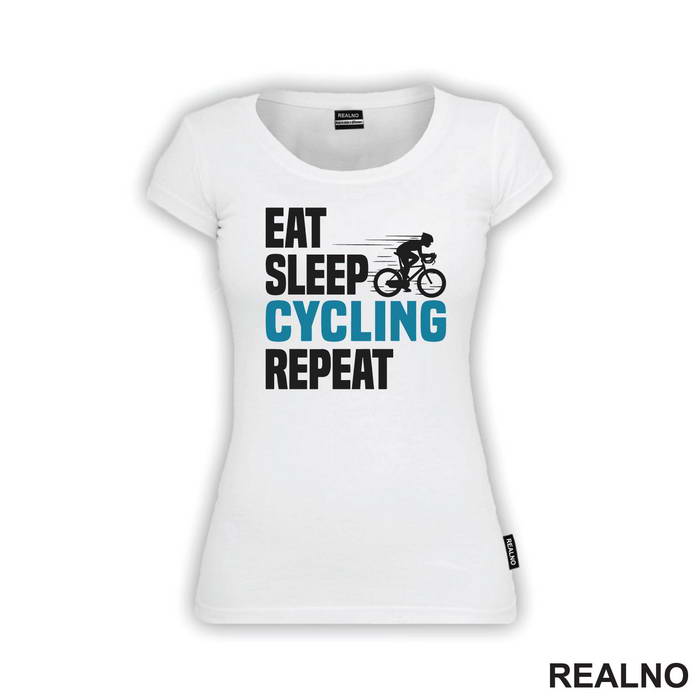 Eat, Sleep, Cycling, Repeat - Blue - Bickilovi - Bike - Majica