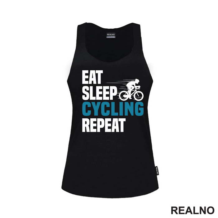 Eat, Sleep, Cycling, Repeat - Blue - Bickilovi - Bike - Majica