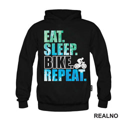 Eat, Sleep, Repeat - Blue And Green - Bickilovi - Bike - Majica