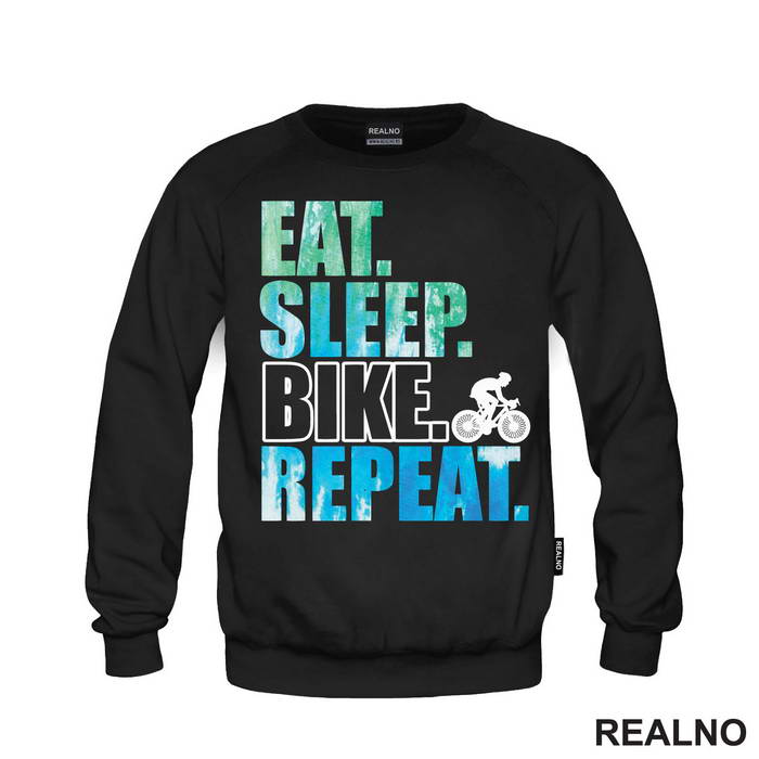 Eat, Sleep, Repeat - Blue And Green - Bickilovi - Bike - Majica