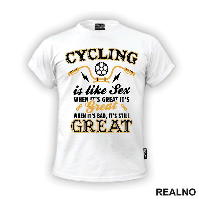 Cycling Is Like Sex - Handlebar - Bickilovi - Bike - Majica