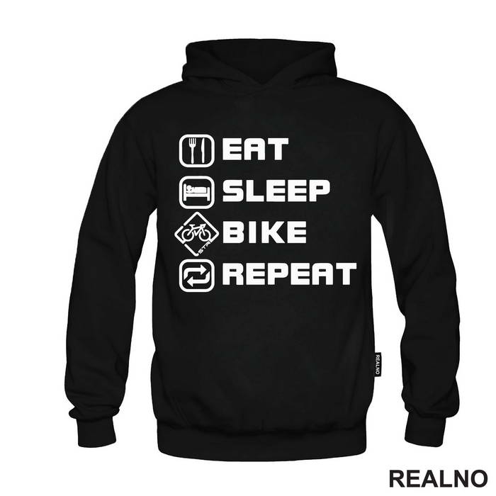 Eat, Sleep, Repeat - Tall - Bickilovi - Bike - Majica