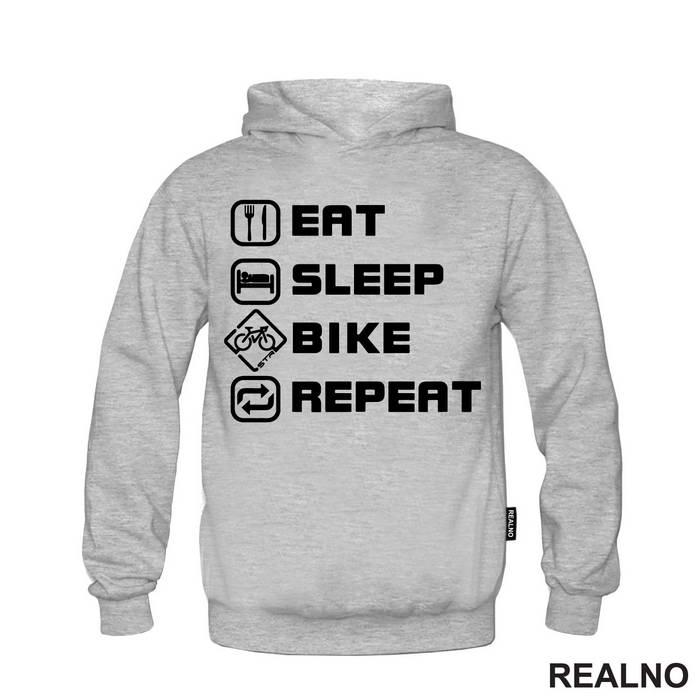 Eat, Sleep, Repeat - Tall - Bickilovi - Bike - Majica