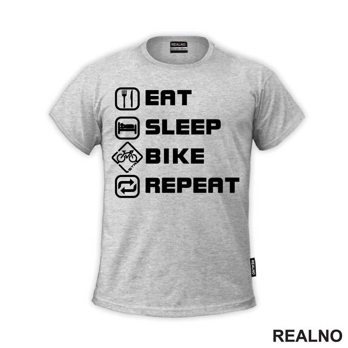 Eat, Sleep, Repeat - Tall - Bickilovi - Bike - Majica