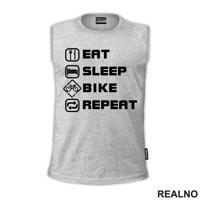 Eat, Sleep, Repeat - Tall - Bickilovi - Bike - Majica