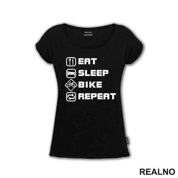 Eat, Sleep, Repeat - Tall - Bickilovi - Bike - Majica