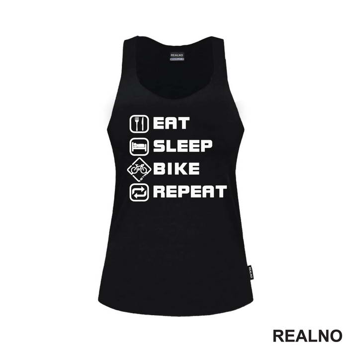 Eat, Sleep, Repeat - Tall - Bickilovi - Bike - Majica