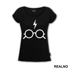 Scar And Glasses Black - Harry Potter - Majica