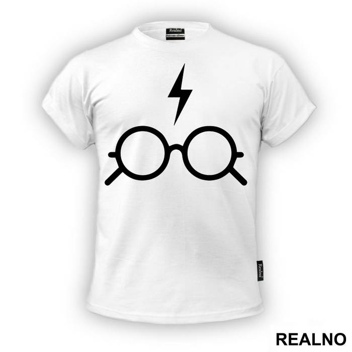 Scar And Glasses Black - Harry Potter - Majica