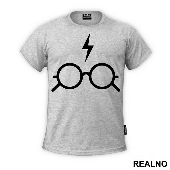 Scar And Glasses Black - Harry Potter - Majica