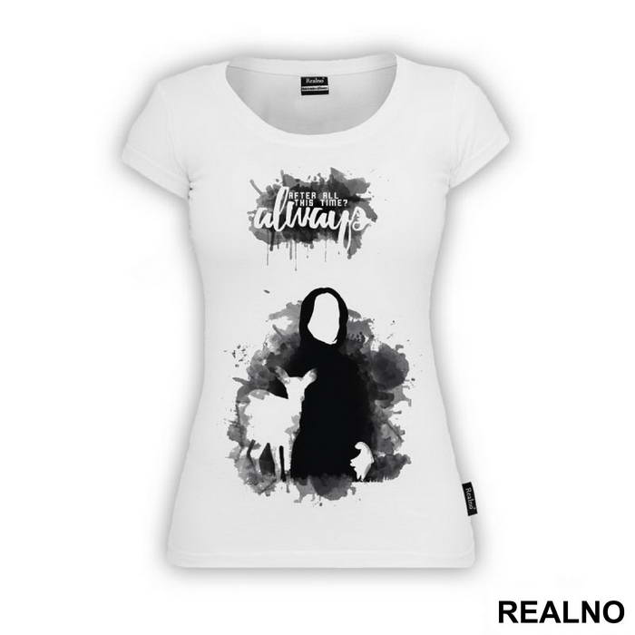 After All This Time? Always - Severus Snape Black And Grey Color Splatter - Harry Potter - Majica