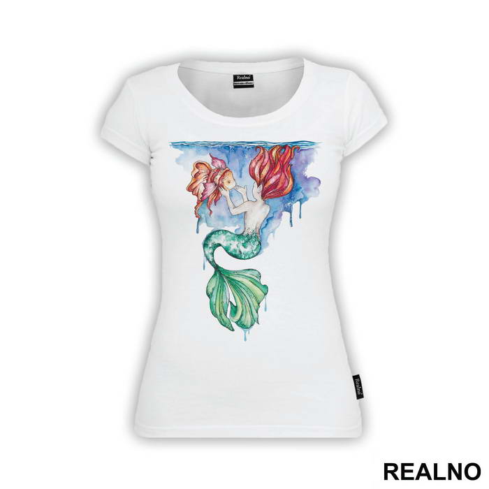 Mermaid And Fish Under Water - Sirene - Mermaid - Majica