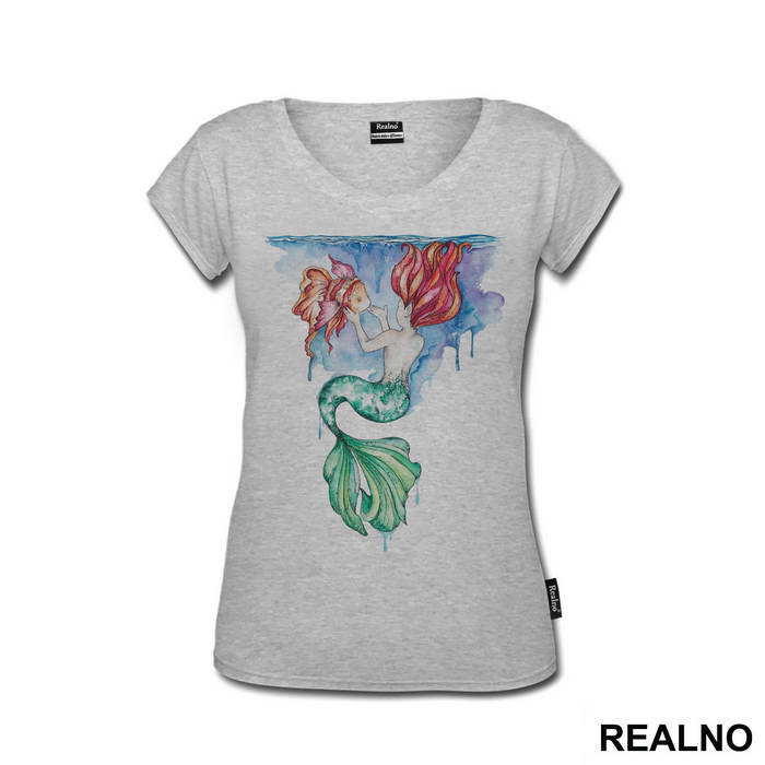 Mermaid And Fish Under Water - Sirene - Mermaid - Majica
