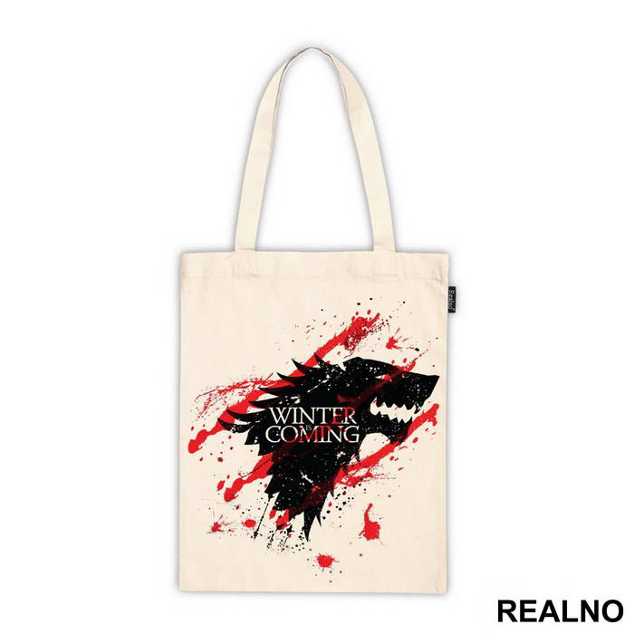 Winter Is Coming - Black Dire Wolf Sigil With Blood Splatter - House Stark - Game Of Thrones - GOT - Majica
