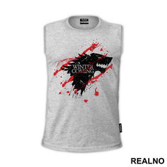 Winter Is Coming - Black Dire Wolf Sigil With Blood Splatter - House Stark - Game Of Thrones - GOT - Majica