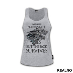When The Snows Fall And The White Winds Blow The Lone Wolf Dies But The Pack Survives - Metallic - House Stark - Game Of Thrones - GOT - Majica