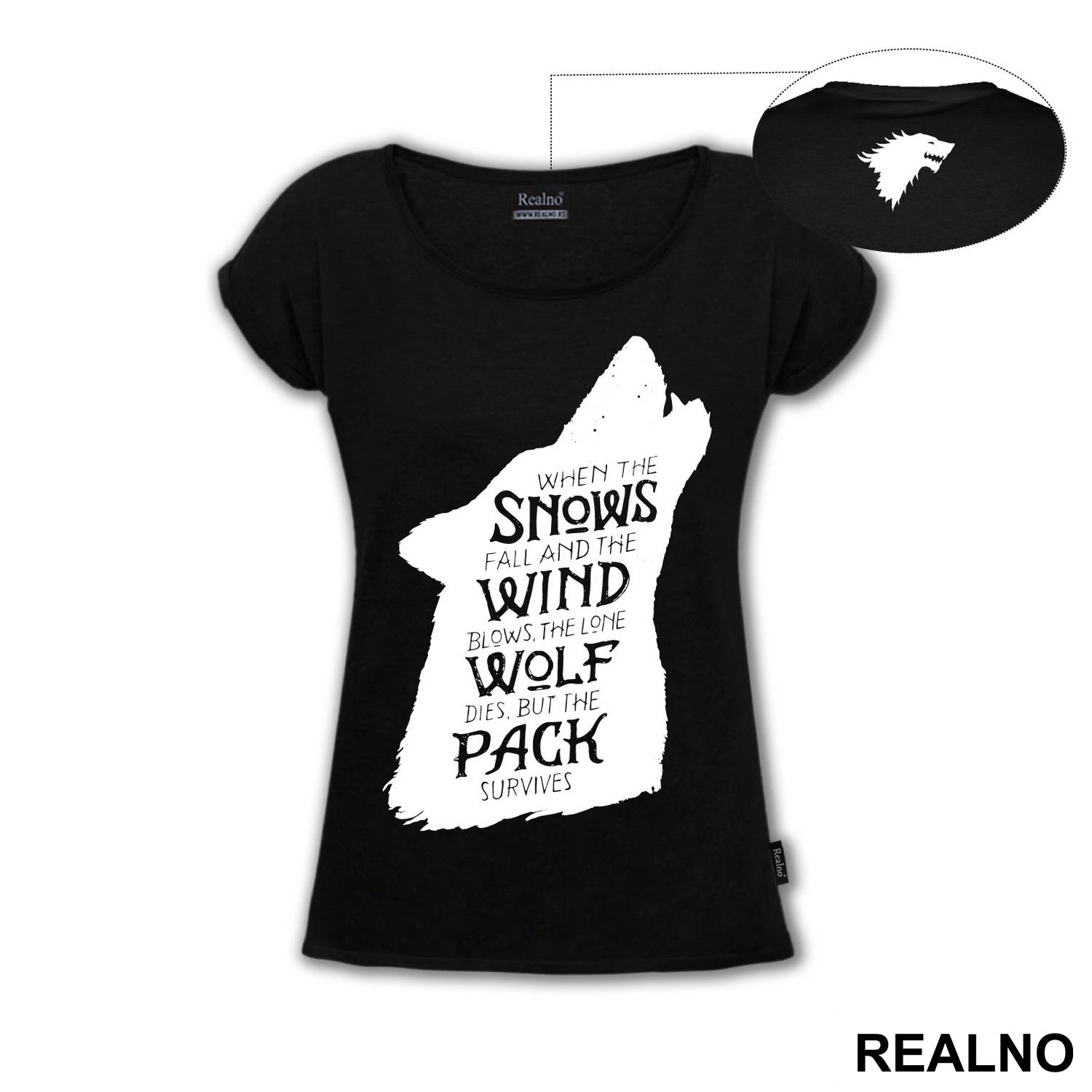 When The Snows Fall And The White Winds Blow The Lone Wolf Dies But The Pack Survives - Dire Wolf Black - House Stark - Game Of Thrones - GOT - Majica