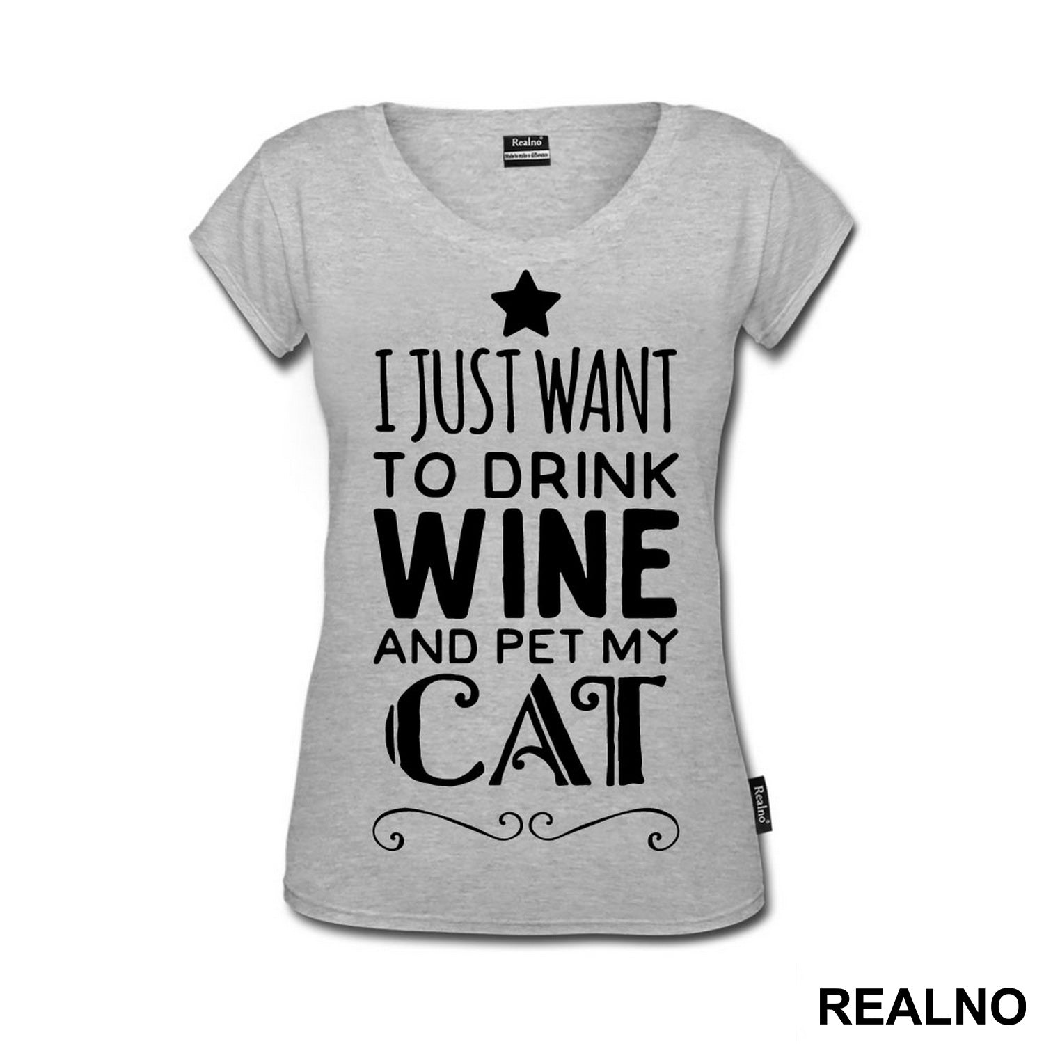 I Just Want To Drink Wine And Pet My Cat - Mačke - Cat - Majica