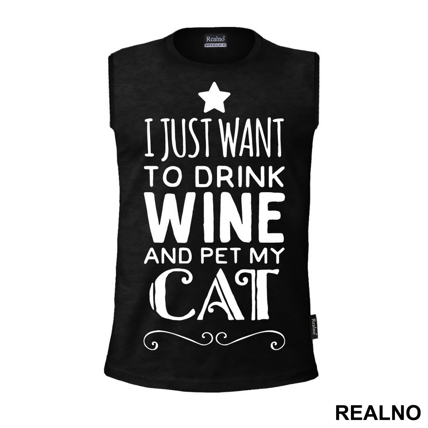 I Just Want To Drink Wine And Pet My Cat - Mačke - Cat - Majica