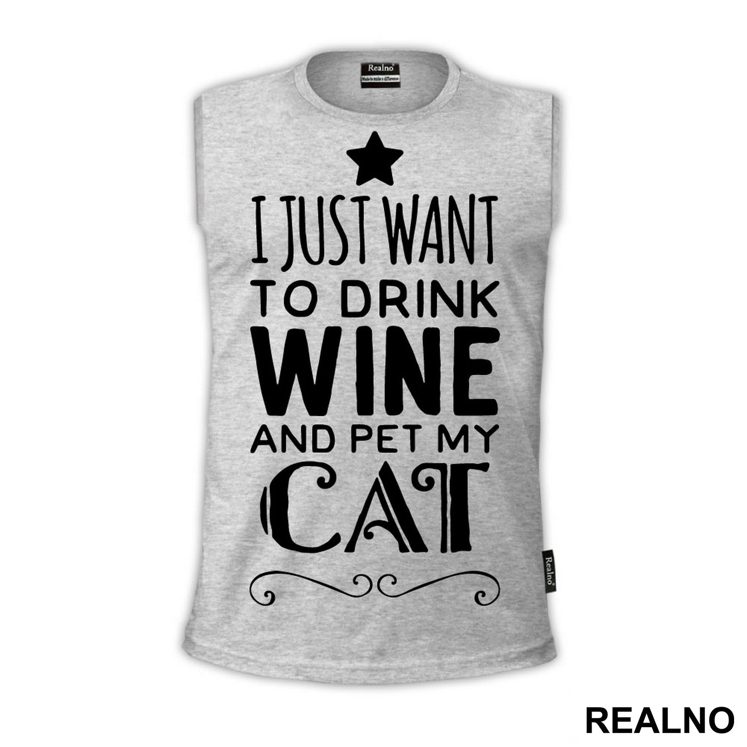 I Just Want To Drink Wine And Pet My Cat - Mačke - Cat - Majica