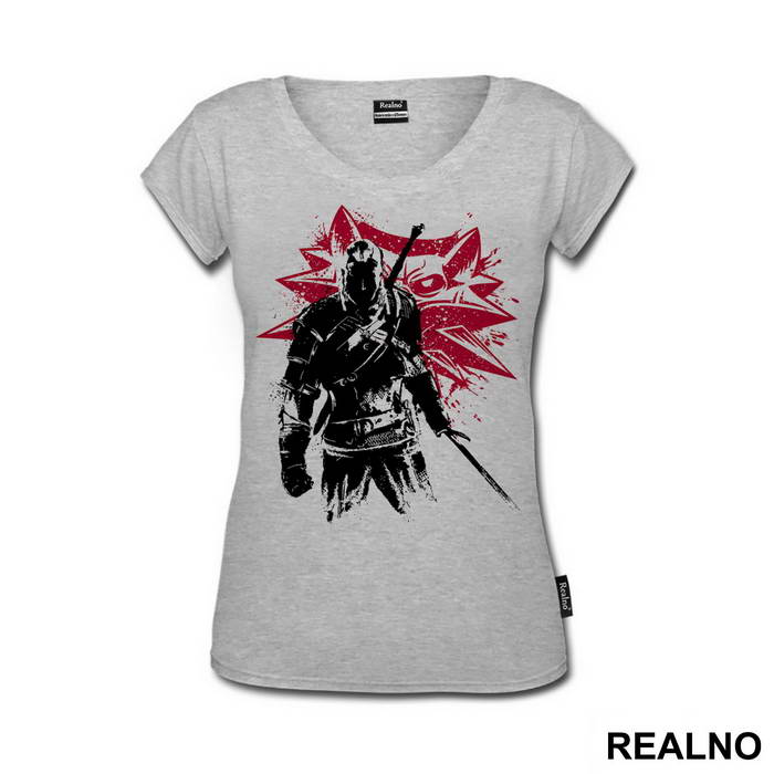 Geralt of Rivia And Red Logo - The Witcher - Majica