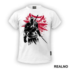 Geralt of Rivia And Red Logo - The Witcher - Majica