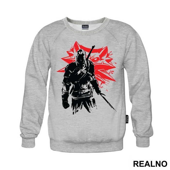 Geralt of Rivia And Red Logo - The Witcher - Majica