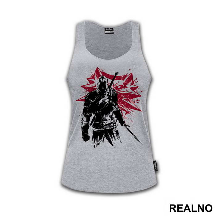Geralt of Rivia And Red Logo - The Witcher - Majica