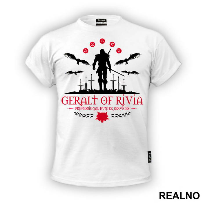 Geralt of Rivia - Professional Hunter Services - The Witcher - Majica