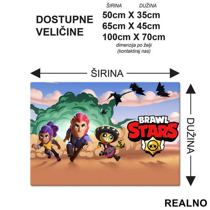 Shelly, Colt And Poco - Desert - Brawl Stars - Podmetač za sto