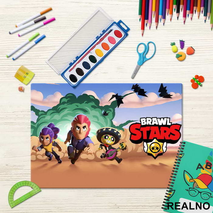 Shelly, Colt And Poco - Desert - Brawl Stars - Podmetač za sto