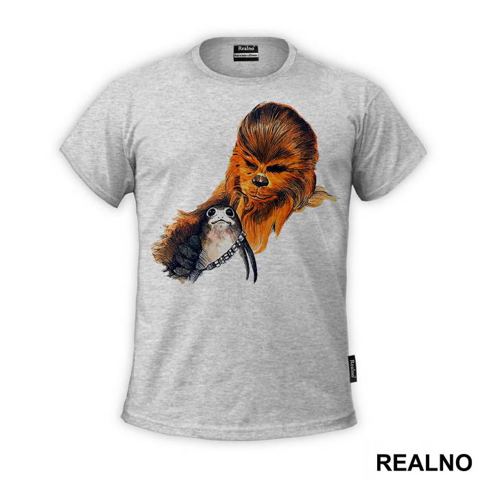 Chewbacca Petting A Porg - The Last Jedi - Star Wars - Majica