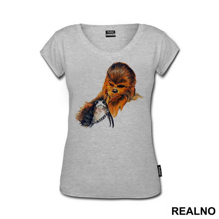 Chewbacca Petting A Porg - The Last Jedi - Star Wars - Majica