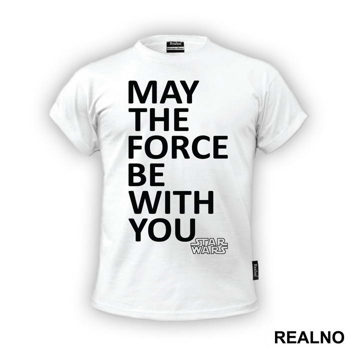 May The Force Be With You - White And Yellow - Star Wars - Majica