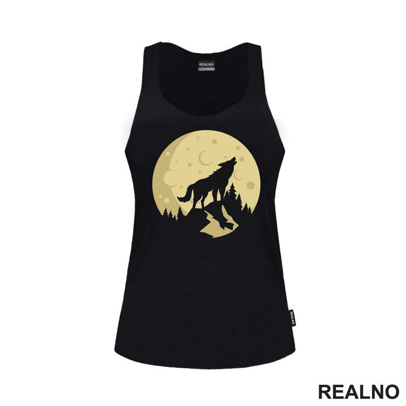 Wolf Howling At The Golden Full Moon - Vuk - Životinje - Majica