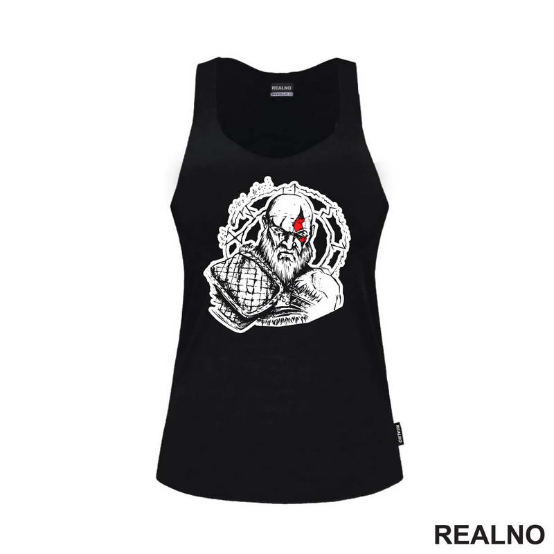 White And Black Lines - Kratos - God Of War - Majica