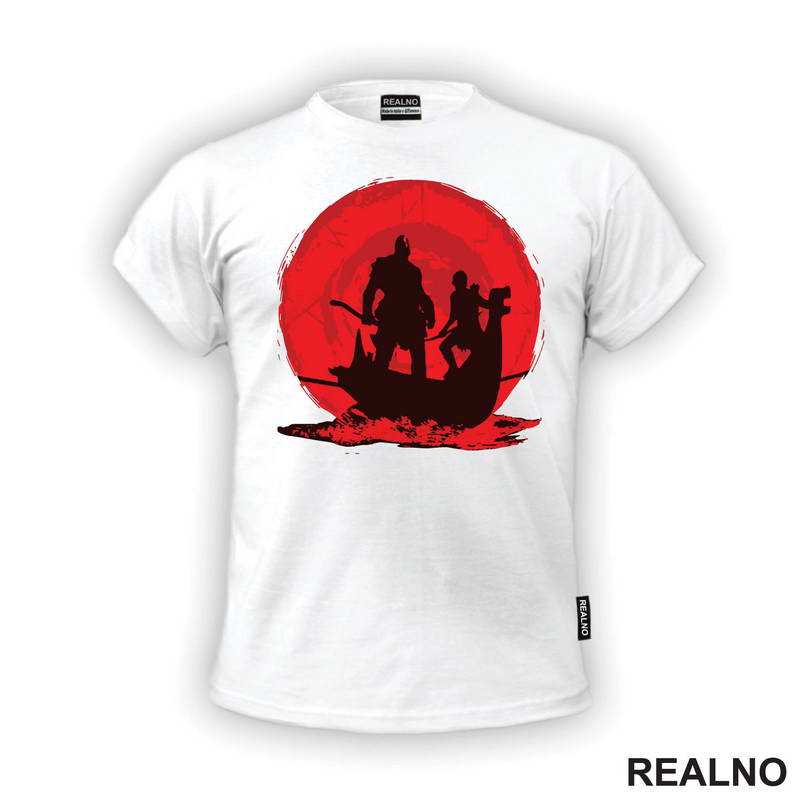 Red And Black - Ship - Kratos And Atreus - God Of War - Majica