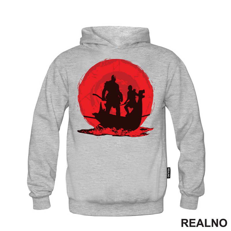 Red And Black - Ship - Kratos And Atreus - God Of War - Majica