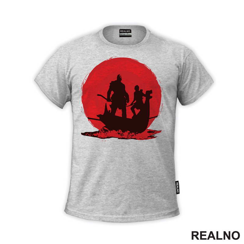 Red And Black - Ship - Kratos And Atreus - God Of War - Majica