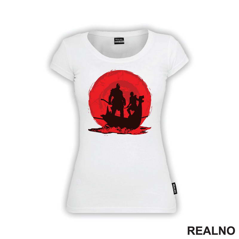 Red And Black - Ship - Kratos And Atreus - God Of War - Majica
