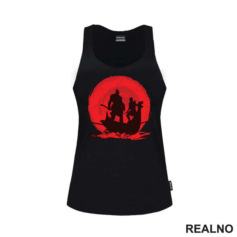 Red And Black - Ship - Kratos And Atreus - God Of War - Majica