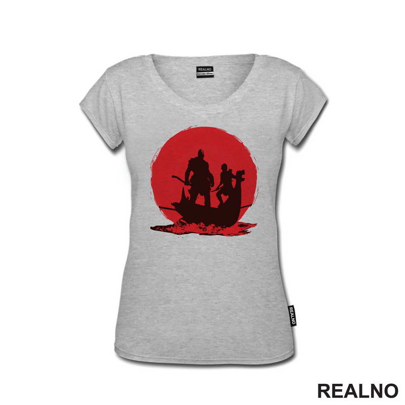 Red And Black - Ship - Kratos And Atreus - God Of War - Majica