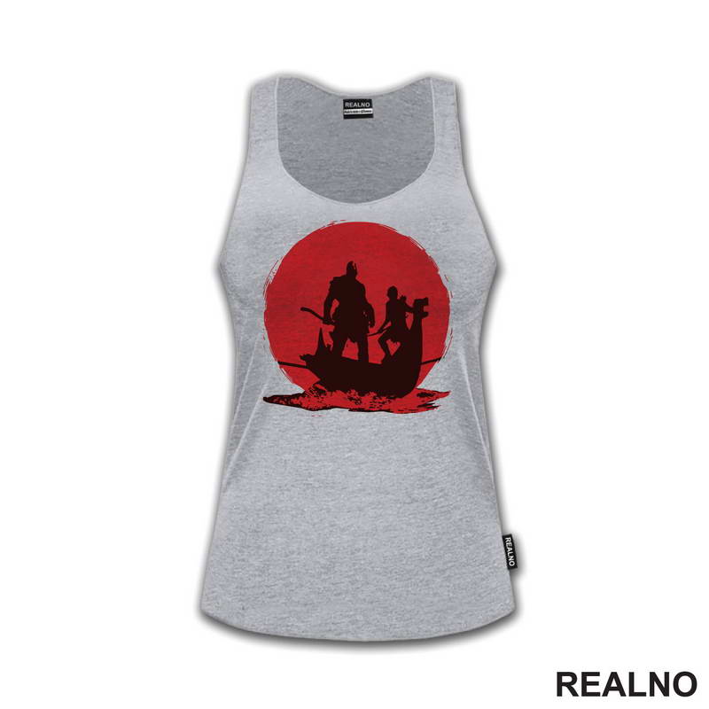 Red And Black - Ship - Kratos And Atreus - God Of War - Majica