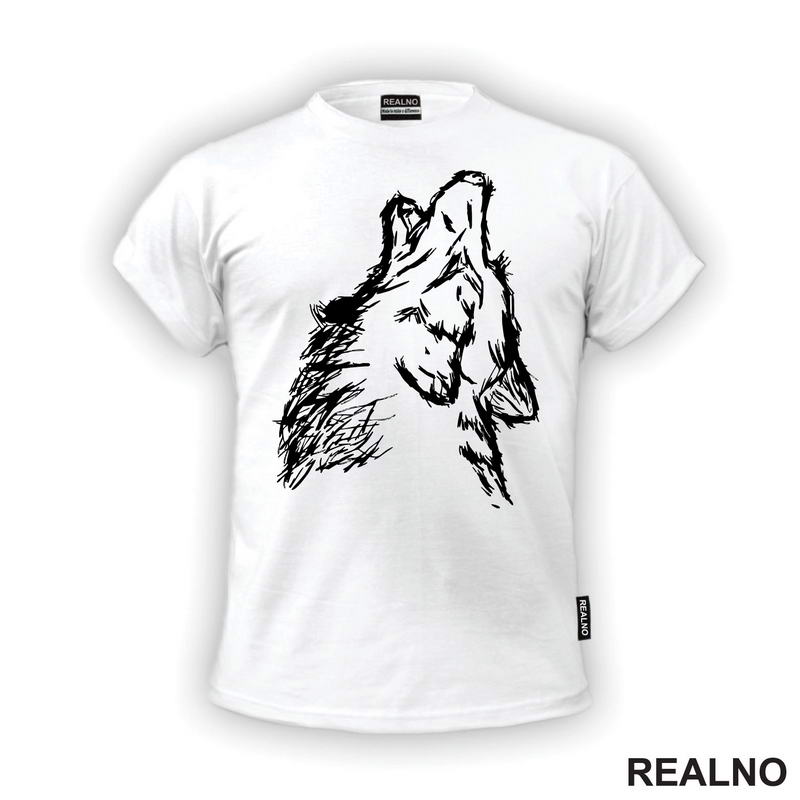 Wolf Howling - Illustration - Vuk - Životinje - Majica